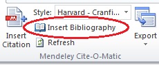 Mendeley insert bibliography screen