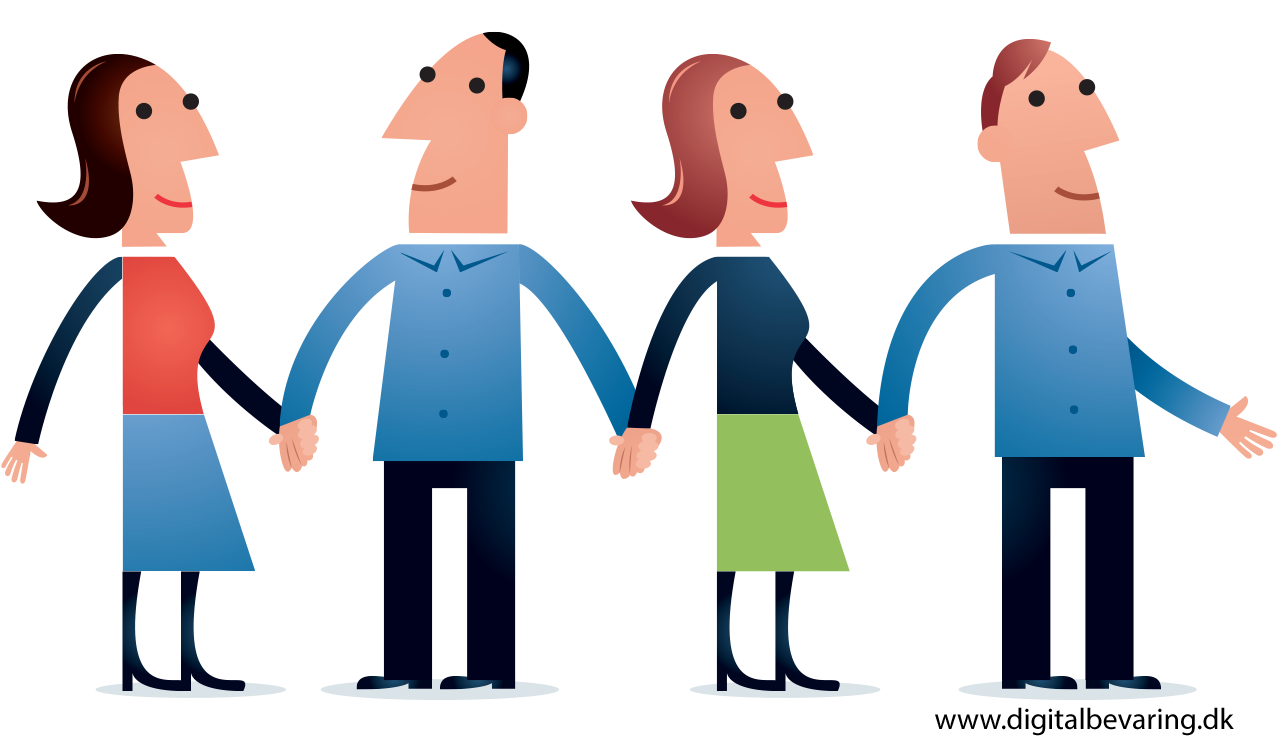 Illustration of four people holding hands