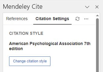 Screenshot of 'Citation Settings' in Word