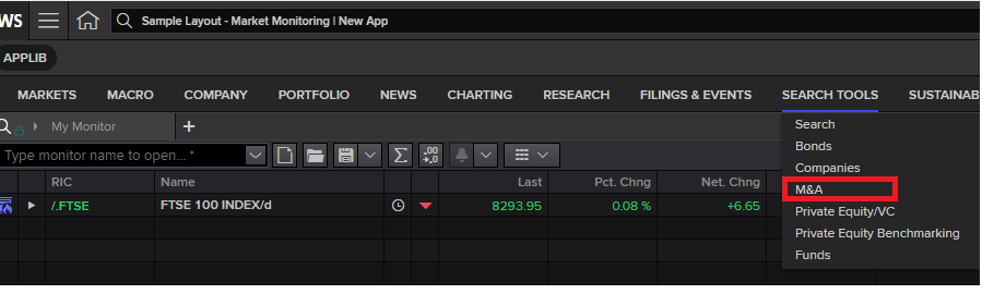 Screenshot of Workspace M&A