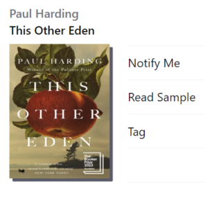 Screenshot of a search result showing the Notify me link beside the book cover image