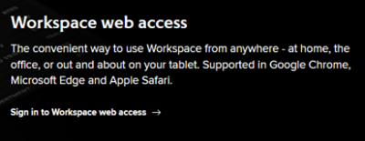 Screenshot of 'Workspace web access' area