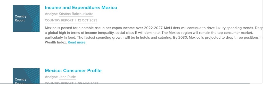 Screenshot from Passport Income & Expenditure: Mexico report