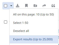 Screenshot image highlighting the option to export results.
