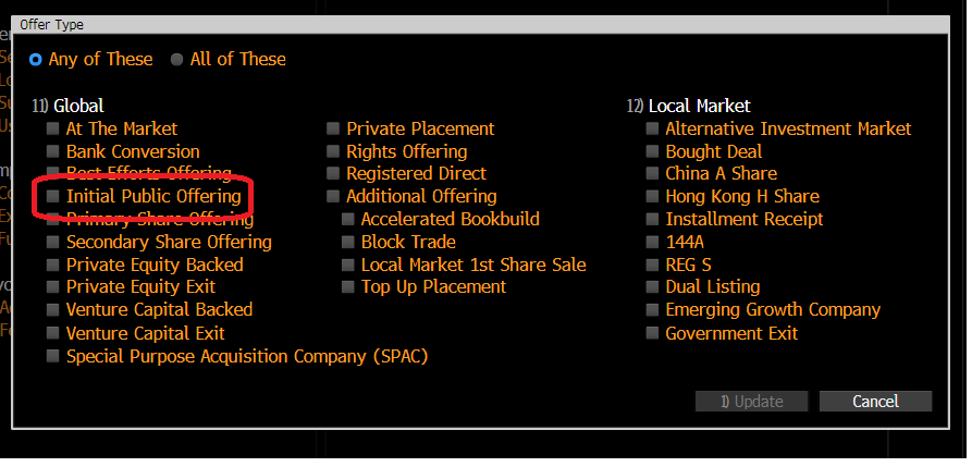 Screenshot - initial public offering