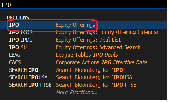 Screenshot - IPO Equity Offerings