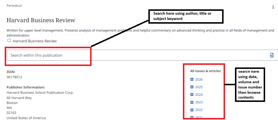 HBR page in Business Source Ultimate