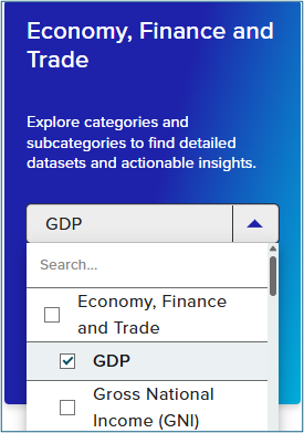 Screenshot showing where to select GDP