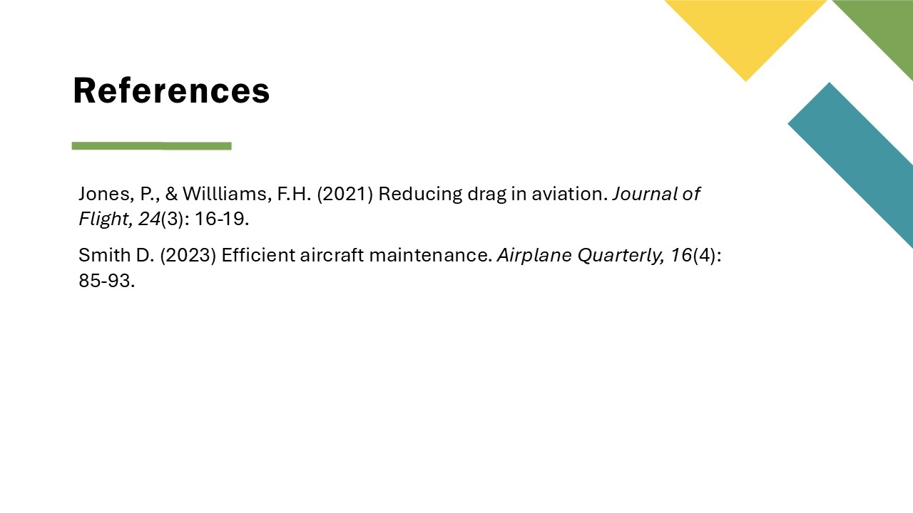 Fig 4. Full reference list on final slide of the presentation.