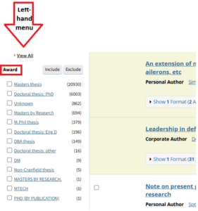 Screenshot - PhD theses search